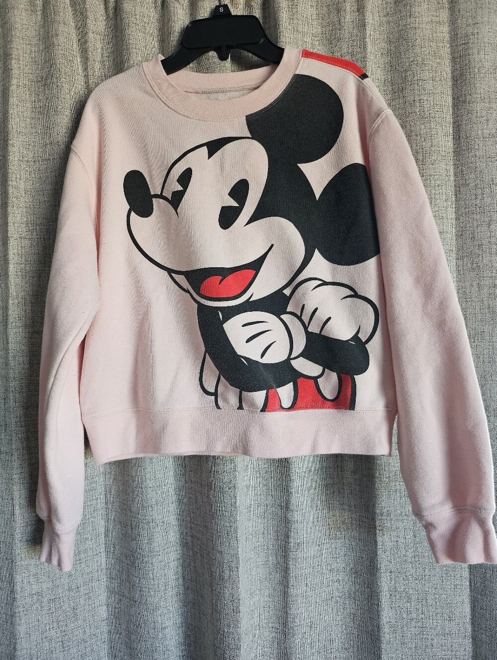 Disney Pink Mickey Mouse Crewneck Sweatshirt with Red Accent